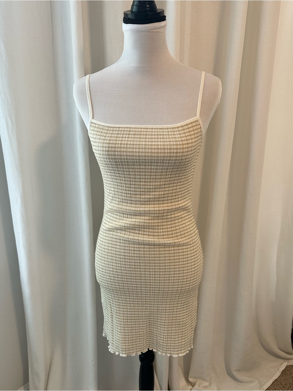 Aritzia Cream Ribbed Slip Mini Dress